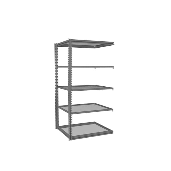 Tennsco Z-Line Shelving W/ Five Perf. Shlvs, Boltless, 42"Wx36"Dx84"H, Add-On, Gry ZM7-4236A-5PD-MGY - main